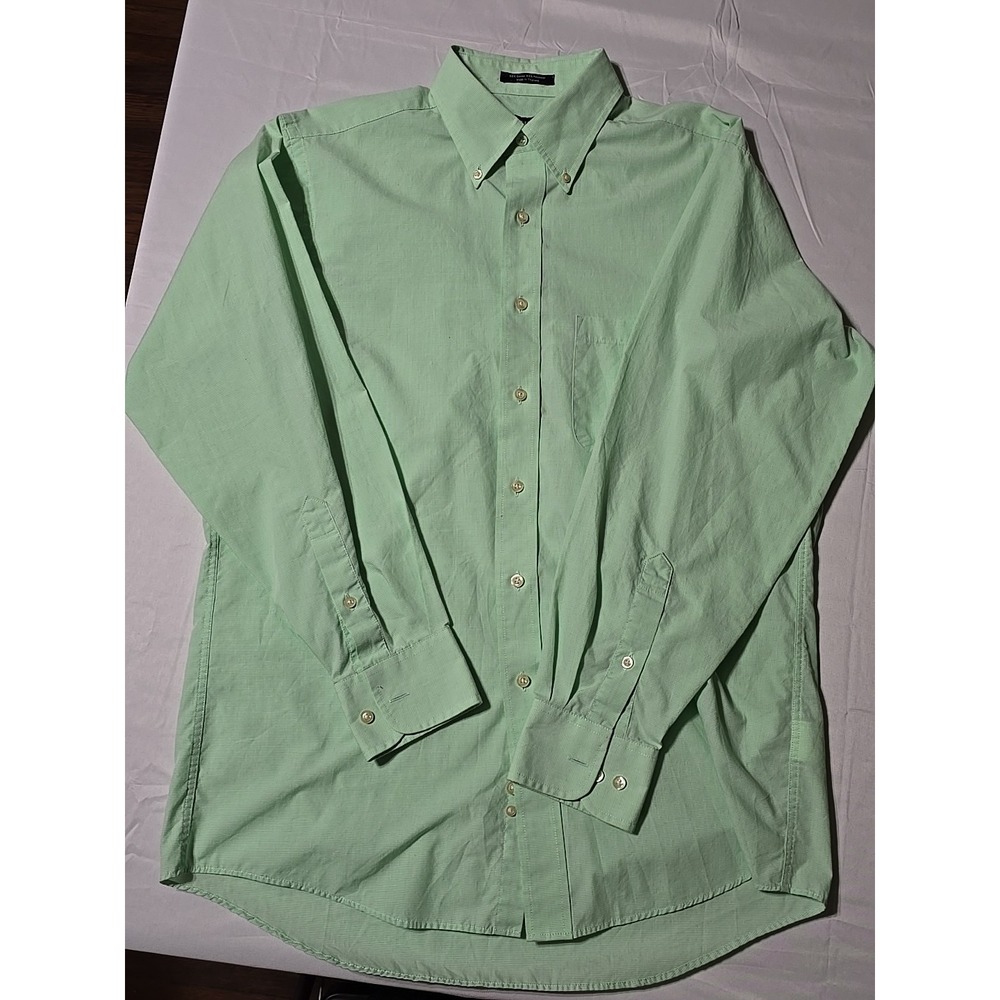 Chaps Ralph Lauren Mens 15- 15 1/2 Light Green Button Down Long Sleeve Shirt